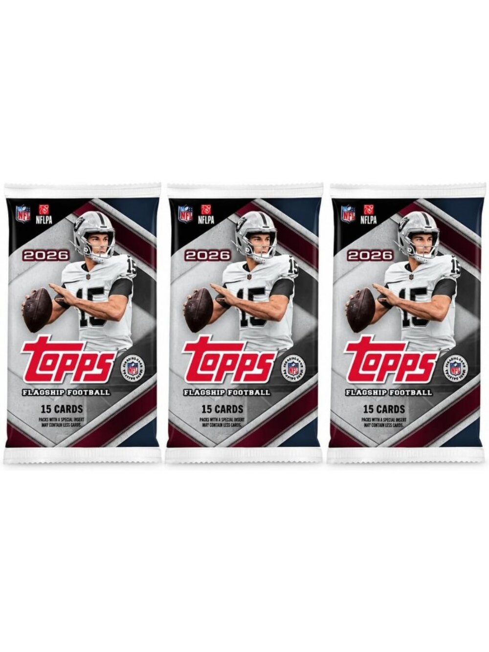 2026 Football Trading Card Bundle - 3 Sealed Packs, 45 NFL Collector Cards